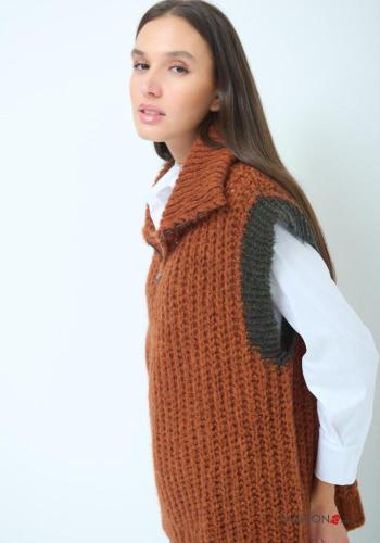 sleeveless with collar Mohair Sweater with zip - ph 3