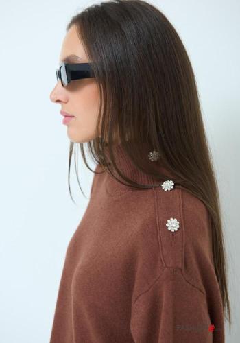 Camisola em Lã mista com gola subida com strass - ph 2