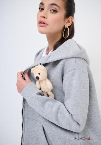 Felpa in Cotone Teddy Bear con zip con tasche con cappuccio - ph 2