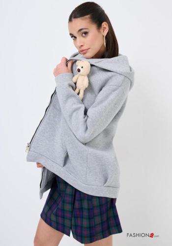 Felpa in Cotone Teddy Bear con zip con tasche con cappuccio - ph 3