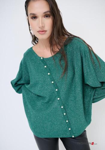 lurex crew neck oversized Sweater with pearls - ph 2