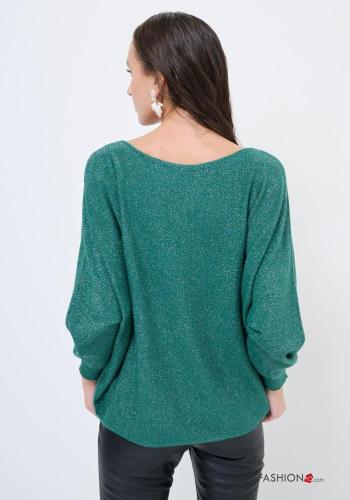 lurex crew neck oversized Sweater with pearls - ph 3