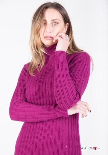 Abito maniche lunghe costine corto a collo alto - ph 3