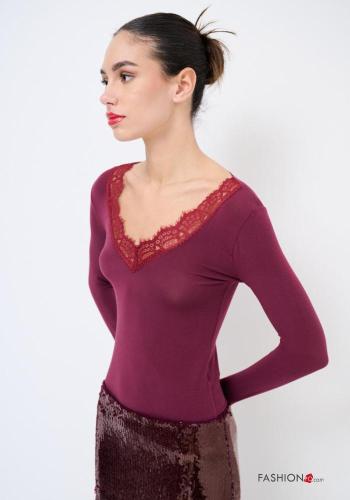 Maglietta a manica lunga pizzo scollo a V - ph 3