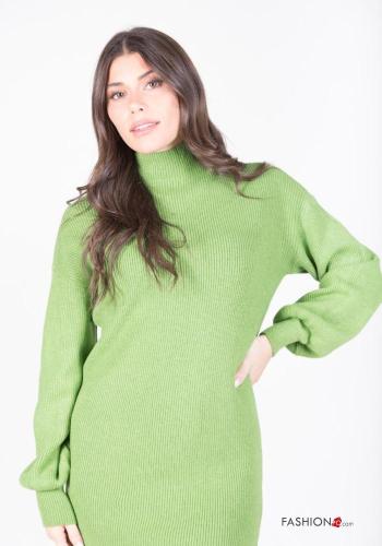 Abito maniche lunghe costine corto a collo alto - ph 3