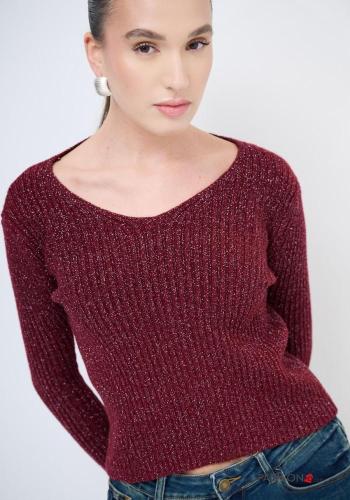 Lurex Strickpullover mit V-Ausschnitt - ph 2