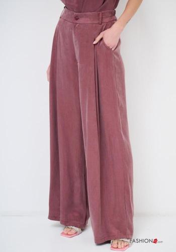 wide leg Trousers with elastic with zip with buttons with pockets - ph 2