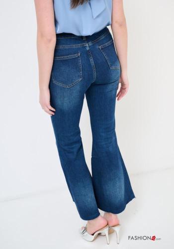 flared Cotton Jeans with buttons with zip with pockets - ph 3