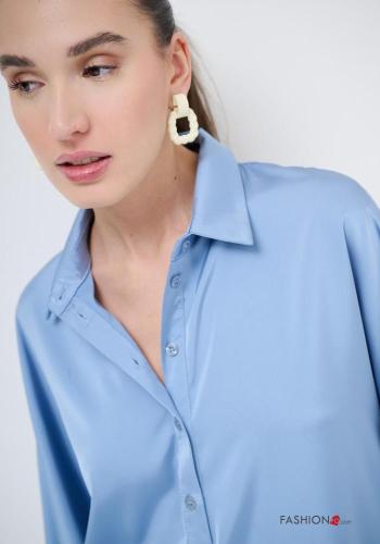 Blusa manga larga satén con cuello con botones con lazo - ph 2