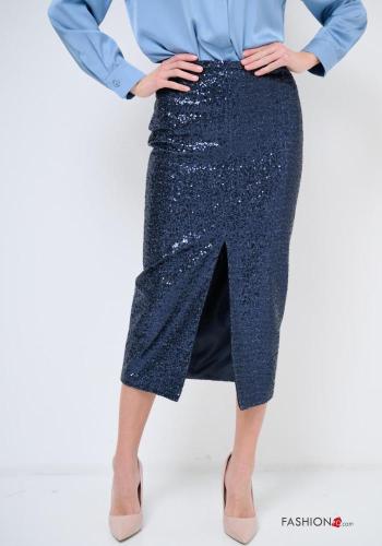 Gonna in Cotone con spacco con paillettes con fodera - ph 2