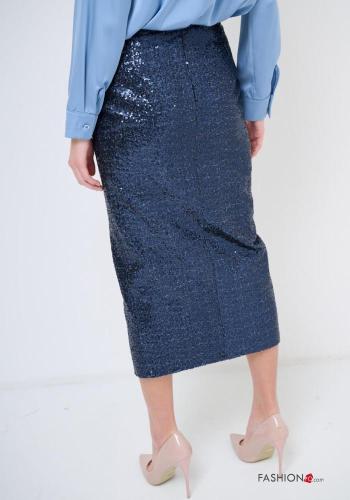 Gonna in Cotone con spacco con paillettes con fodera - ph 4