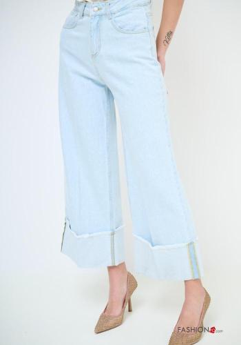 Jeans en Coton à boutons avec fermeture éclair avec poches - ph 2