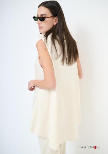 sleeveless asymmetrical Cotton Blouse Rollneck - ph 2