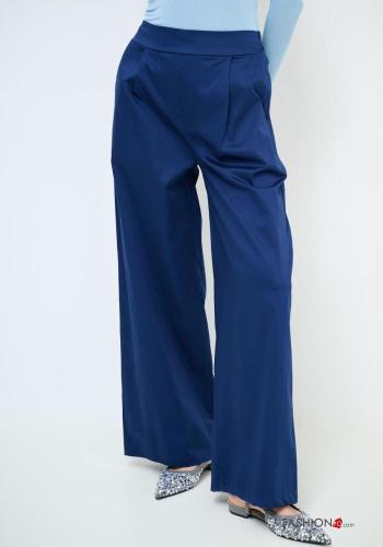 high waist wide leg Cotton Trousers with elastic - ph 2