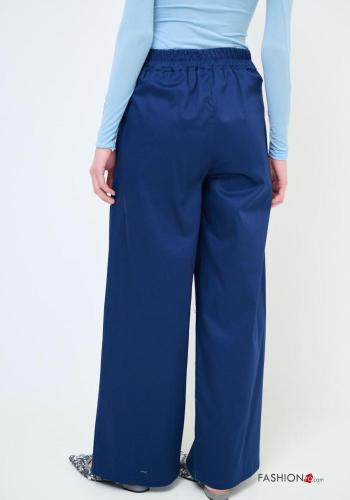 high waist wide leg Cotton Trousers with elastic - ph 3