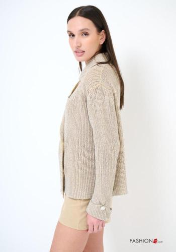 Cardigan in Cotone con colletto doppio petto maniche lunghe con bottoni - ph 3