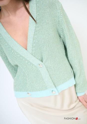 Chaqueta de punto de Algodón manga larga con botones con cuello en v - ph 2