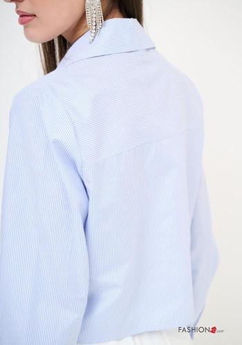 Camicia in Cotone maniche lunghe corto Fantasia righe con bottoni con tasche - ph 3