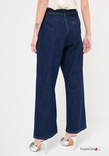 Jeans in Cotone vita alta wide leg con tasche con bottoni con zip - ph 3