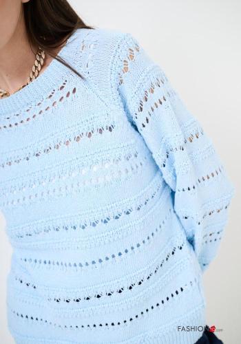 Maglione in Cotone uncinetto maniche lunghe girocollo Fantasia ricamata - ph 2