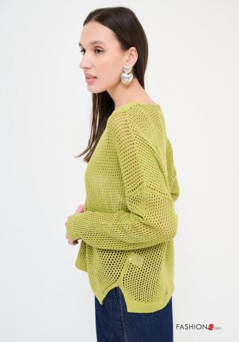Maglione in Cotone maniche lunghe a rete scollo a V - ph 3