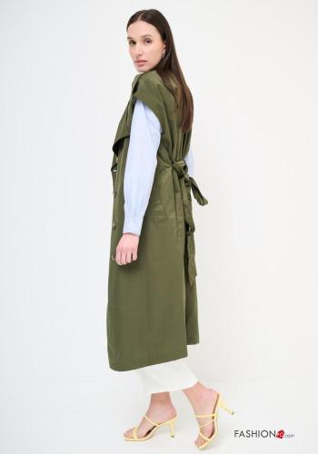 double-breasted sleeveless Cotton Trench Coat with belt - ph 2
