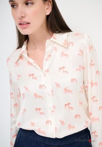 Camicia maniche lunghe con colletto Fantasia animali con bottoni - ph 2