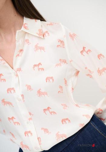 Camicia maniche lunghe con colletto Fantasia animali con bottoni - ph 3