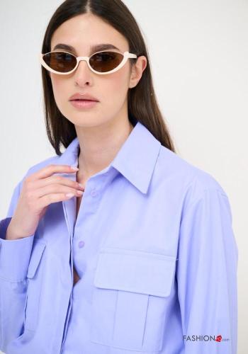 Camisa de Algodón manga larga con cuello con botones con bolsillos - ph 2