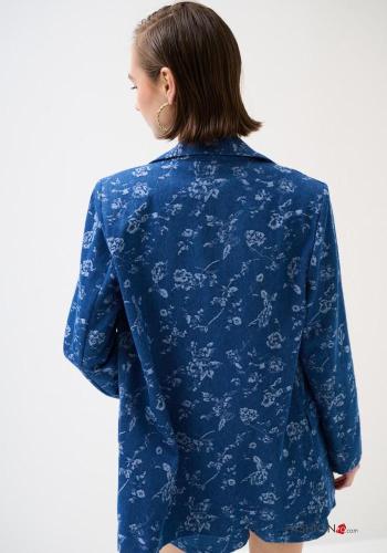 Blumenmuster lange ärmel Blazer aus Baumwolle - ph 3