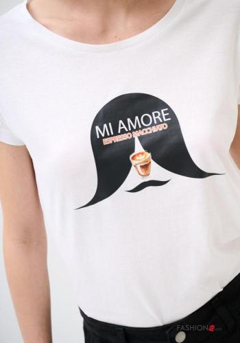 T-shirt en Coton manches courtes col rond imprimé - ph 2