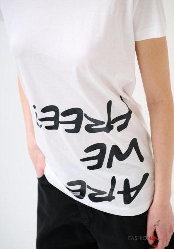 T-shirt en Coton manches courtes col rond Imprimé écrit - ph 2