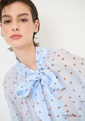 Blouse manches extra-longues Imprimé à pois avec noeud - ph 2