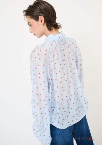 Blouse manches extra-longues Imprimé à pois avec noeud - ph 3