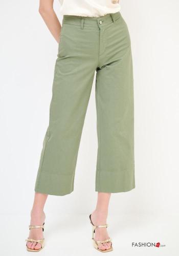 Pantalon en Coton taille haute à boutons avec fermeture éclair avec poches - ph 2