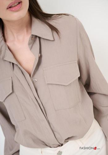 Camicia maniche lunghe con colletto con bottoni con tasche - ph 2