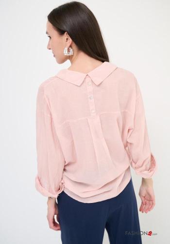 Chemise en Coton manches longues oversize à collet à boutons - ph 2