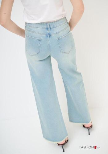 Jeans in Cotone con bottoni con strass con zip con tasche - ph 4