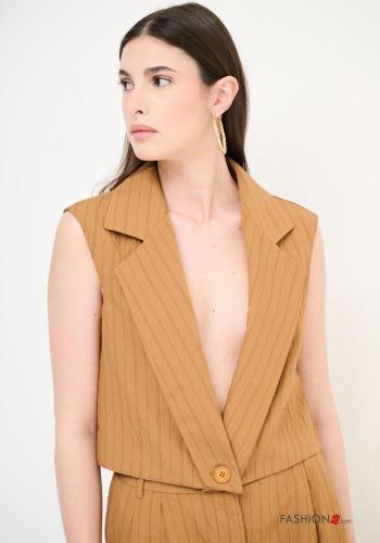 Striped Gilet with buttons plunging neckline with v-neck - ph 2