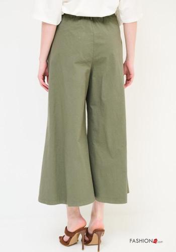 Pantalone in Cotone wide leg con tasche con bottoni con zip - ph 3