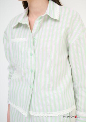 Camicia in Cotone maniche lunghe con colletto Fantasia righe con bottoni - ph 2
