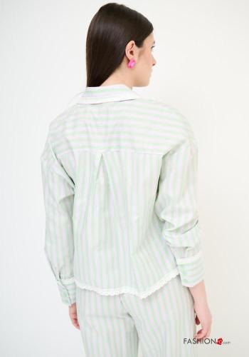 Camicia in Cotone maniche lunghe con colletto Fantasia righe con bottoni - ph 3