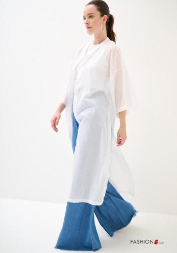 Camicia in Cotone lungo maniche a tre quarti con bottoni con spacco - ph 2