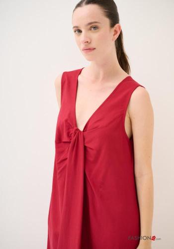 Vestido em Linho oversize com nó gola V com bolsos decote profundo - ph 2