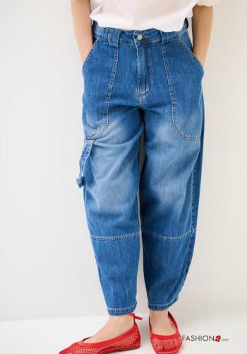 denim Cotton Jeans with buttons with zip with pockets - ph 2