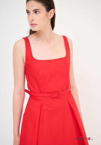 Vestido em Algodão sem mangas costas abertas com cinto com fecho - ph 2
