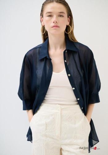 Camicia in Cotone oversize con colletto con bottoni maniche a tre quarti - ph 2