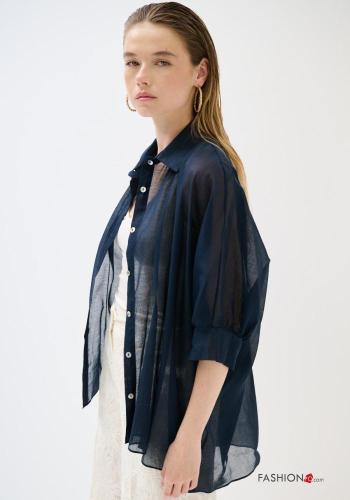 Camicia in Cotone oversize con colletto con bottoni maniche a tre quarti - ph 3
