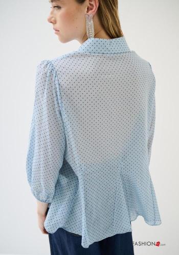 Camisa de Algodón manga larga con cuello Estampado de lunares con botones - ph 3