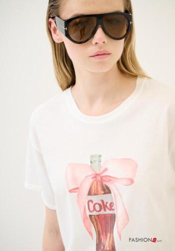 Patterned short sleeve crew neck Cotton T-shirt - ph 2